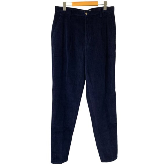 Northern Reflections Corduroy Pants Womens 16 Navy Blue Pleated High Rise NEW - Picture 1 of 7